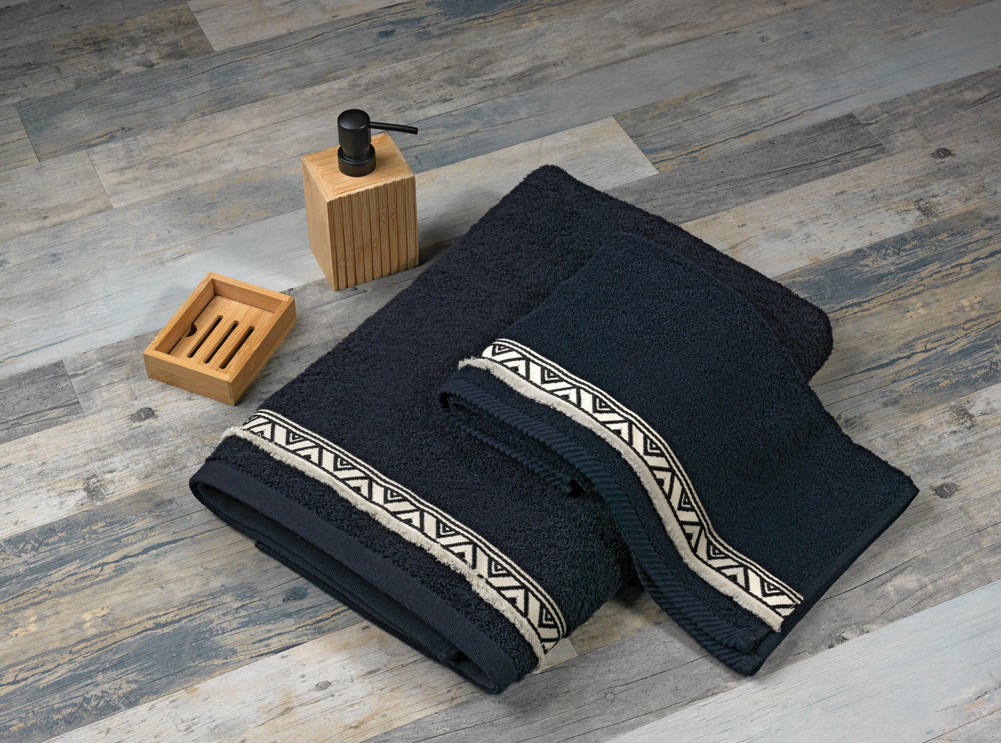 Black boho towel set